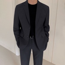BJ休闲西装套装男春秋韩版宽松正装西服外套商务直筒九分西裤
