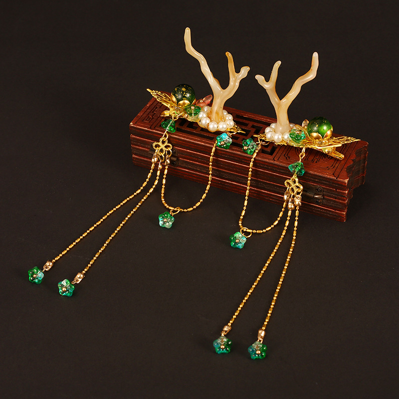 Antique Hair Accessories Antler Headwear Elk Super Fairy Tassel Pendant Hanfu Hairpin Hairpin Ancient Costume Accessories Women