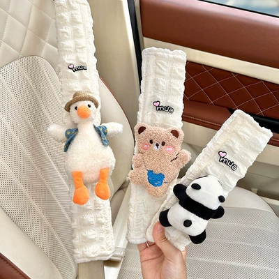 Car Seatbelt Shoulder Pads, Universal for All Seasons, Anti-Neck Strangulation, Cartoon Cute, High-End Car Interior Protection, Anti-Wear Clothing for Women