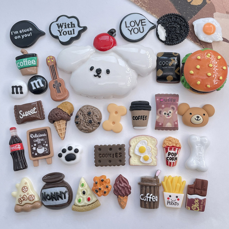 Summer White Dog Chocolate Resin Jewelry Accessories DIY Mobile Phone Case Patch Hole Shoe Flower Material Wholesale