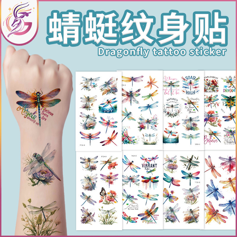 Dragonfly Tattoo Sticker Cross-border Spring outing Summer Picnic Real Color Wings Dragonfly Children Temporary Tattoo Sticker