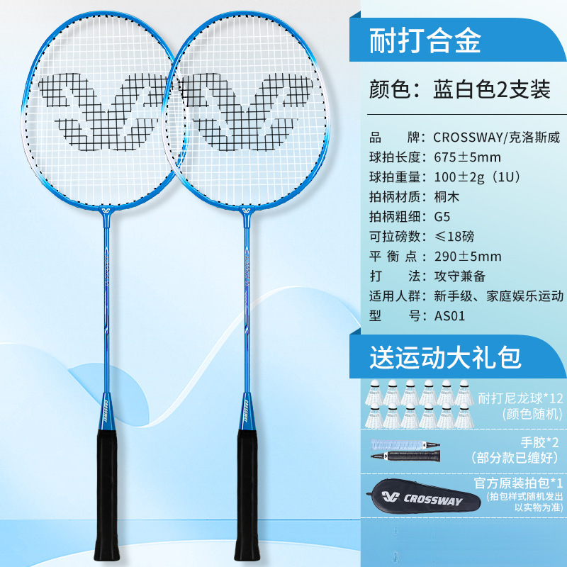 새로운 핫 세일 [내구성 합금] 파란색과 흰색 + 무료 내구성 나일론 공 12개, 핸드 글루 2개, 오리지널 라켓 가방 - 완성된 라켓