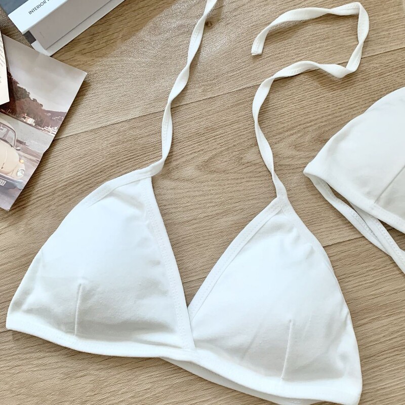 2022 # Summer Fashion Bikini Triangle Cup Halter Strap Bra Slim Anti-Sagging Anti-Exposure Underwear for Women