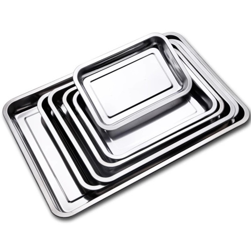 Factory direct sales stainless steel barbecue plate food grade multi-purpose tray rectangular vegetable plate grilled fish plate thickened square plate