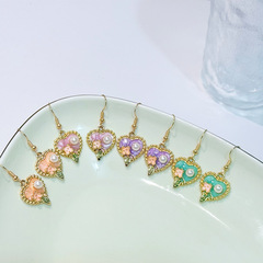 油画爱心耳环女轻奢小众新中式国风锁骨链简约高级感耳饰品