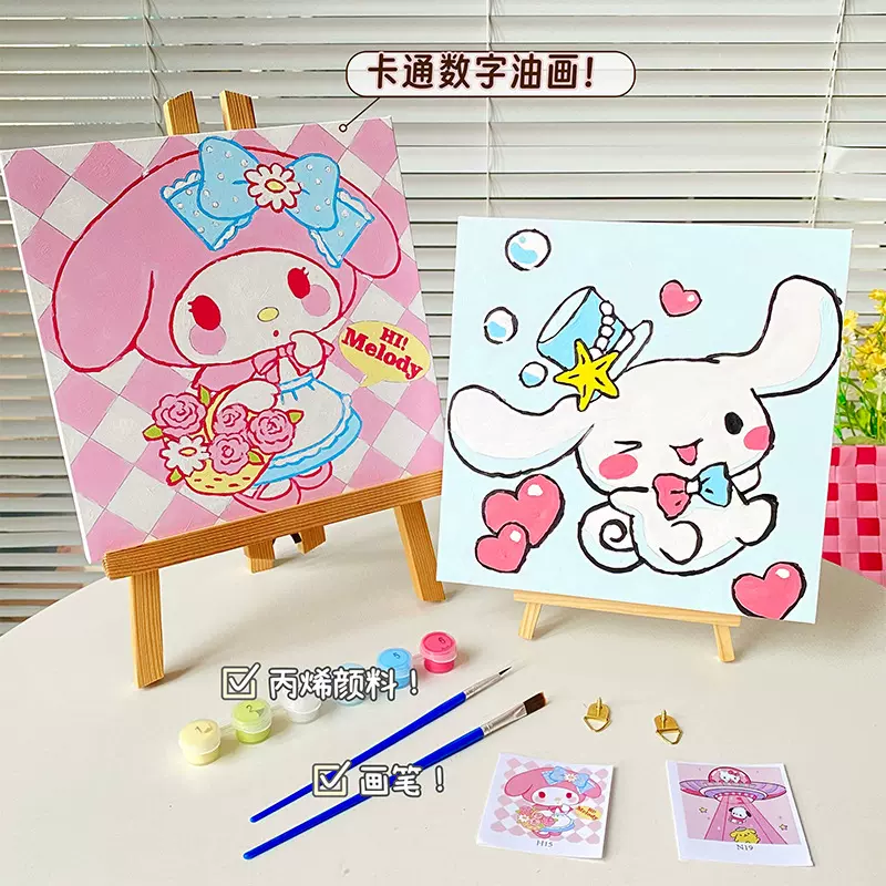 现货diy油画填色儿童手工绘可爱油彩画填充小尺寸解压装饰画批发