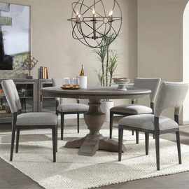 美式乡村实木复古做旧奢华餐桌家用餐台椅子法式设计师圆桌