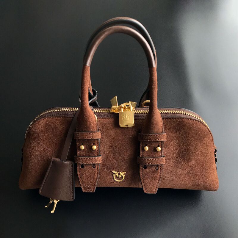2026 new model pinko-style high-quality top-layer genuine leather swallow bag bowling handbag simple women's bag 2026 new model pinko-style high-quality top-layer genuine leather swallow bag bowling handbag simple women's bag