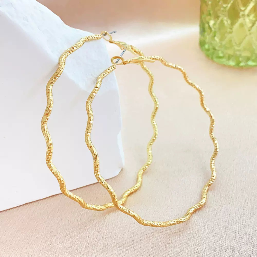 跨境日韩款时尚简约气质波浪纹项圈女小众高级感合金几何铜圈饰品