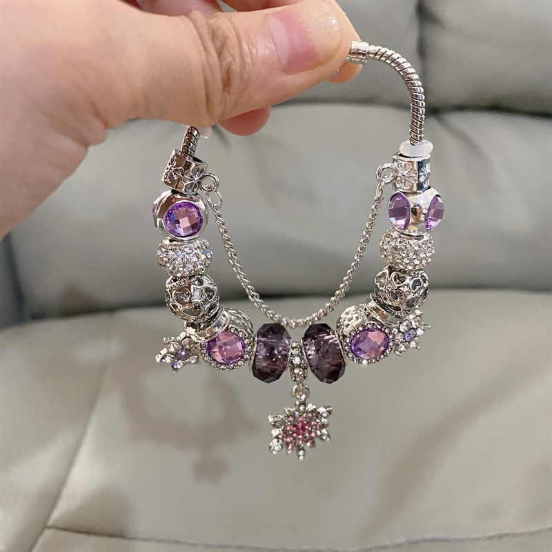 Pan-Style Purple Crystal Bracelet for Women, Ins Niche Design Dream Catcher Pendant DIY Bracelet Handmade Amethyst Pan-Style Purple Crystal Bracelet for Women, Ins Niche Design Dream Catcher Pendant DIY Bracelet Handmade Amethyst