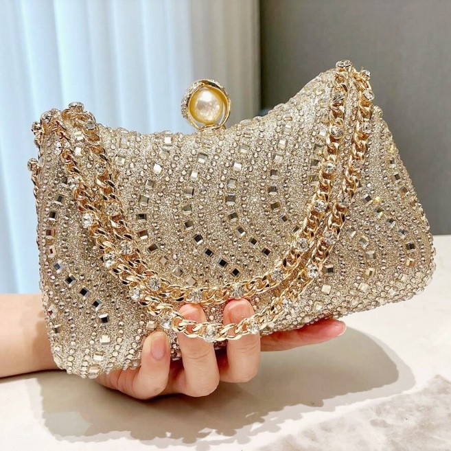 2025 New Model Direct Sales from the Manufacturer, Cross-Border Fashion Rhinestone-Embellished Handbag, Chain Fashion Evening Bag for Parties 2025 New Model Direct Sales from the Manufacturer, Cross-Border Fashion Rhinestone-Embellished Handbag, Chain Fashion Evening Bag for Parties
