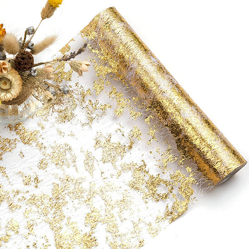 Amazon Cross-border gold foil net table flag holiday party wedding decoration material luxury gold table flag