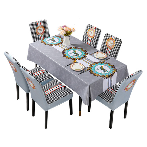 Benzhi tablecloth and chair cover set waterproof and oil-proof tablecloth elastic chair cover ins style Nordic fabric