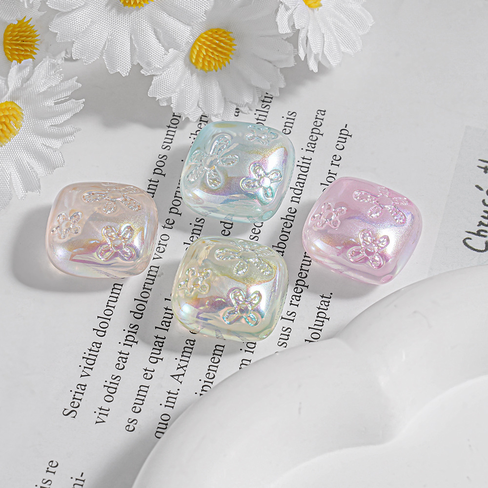 Haijia 20 patrones chapados en color color mágico a través del agujero cuadrado con cuentas cadena de teléfono móvil material de bricolaje decoración piezas pequeñas accesorios