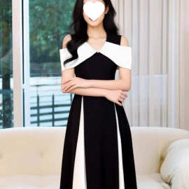 大码法式赫本风撞色V领小黑裙夏季新款胖mm收腰显瘦中长款连衣裙