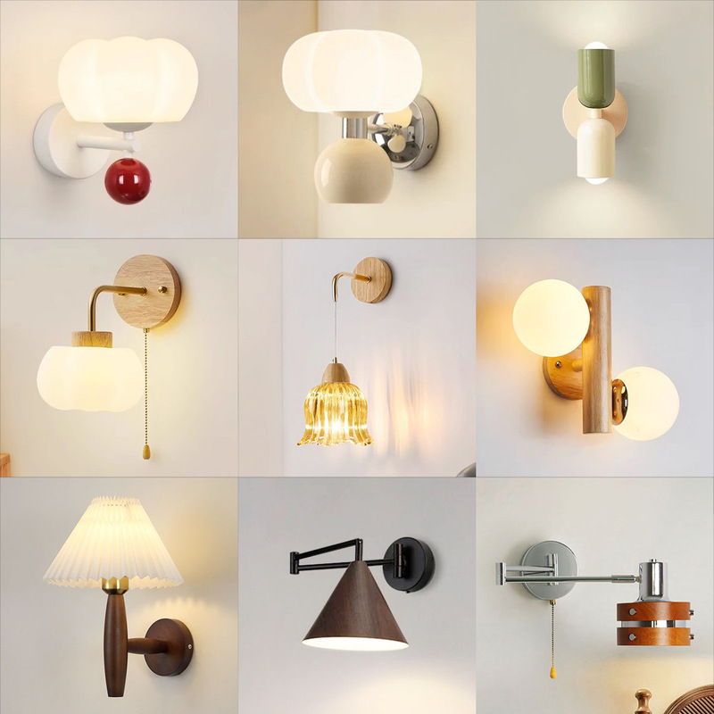 Living Room Background Wall Marble Wall Lamp Nordic Post-Modern Light Luxury Artistic Creative Decorative Lamp Pull-String Bedside Wall Lamp