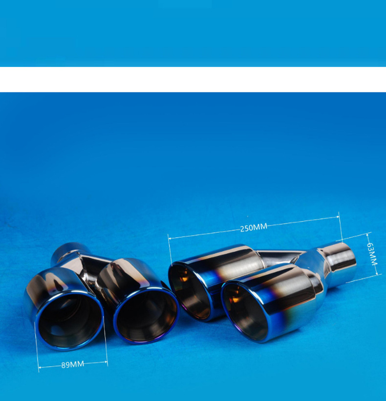Manufacturer's In-Stock Dual Y-Type U-Type Stainless Steel Blue-Plated Modified Car Tailpipe Exhaust Muffler