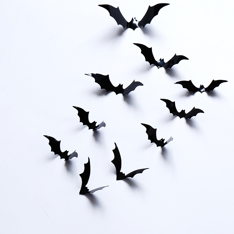 2023 工場直販 3D 立体発光コウモリ多関節折りたたみクモ黒ハロウィンコウモリウォールステッカー|undefined