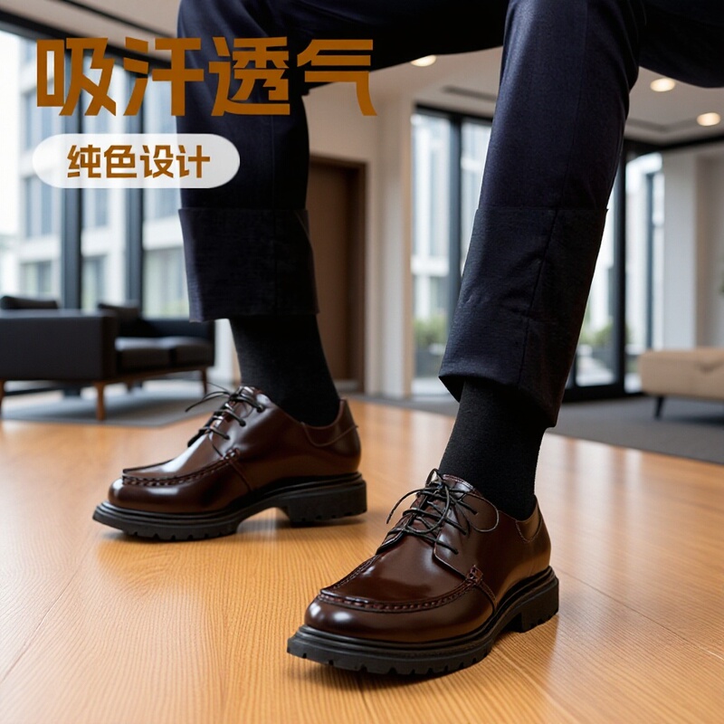 Socks for Men, Bamboo Fiber Business Socks, Solid Color, Sweat-Absorbent, Breathable, Mid-Calf Socks, Thin Business Formal Socks, Men's Socks