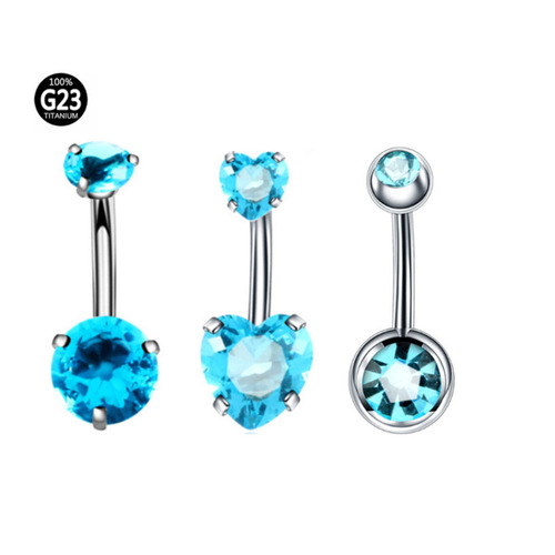 G23 titanium heart-shaped round scratched zircon belly button ring belly button nail body piercing jewelry wholesale and retail