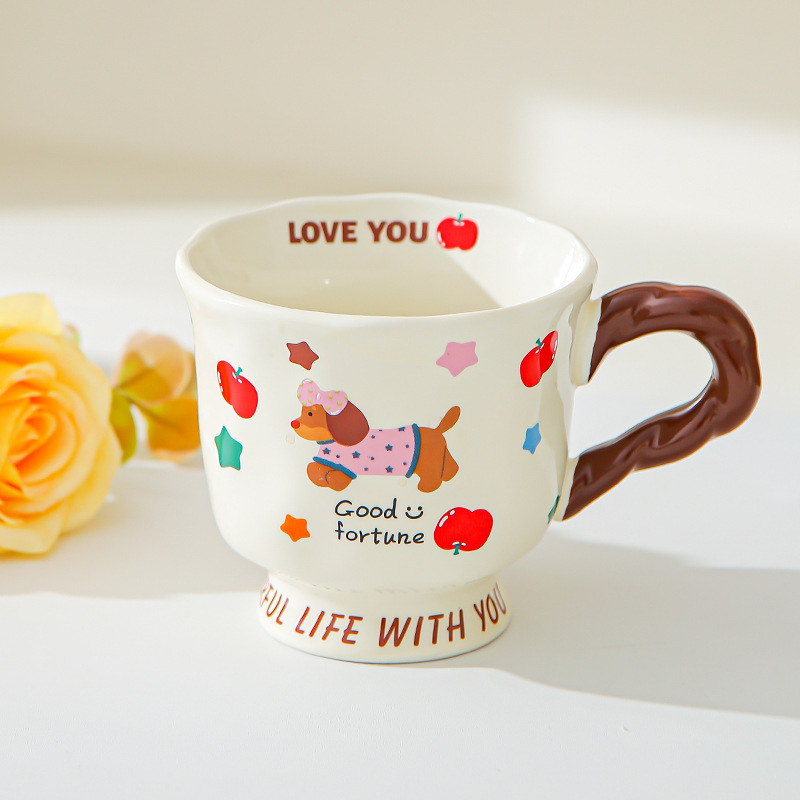 Creativo lindo salchicha cerámica taza taza de pareja taza de agua taza de café casera regalo de cumpleaños para amigos