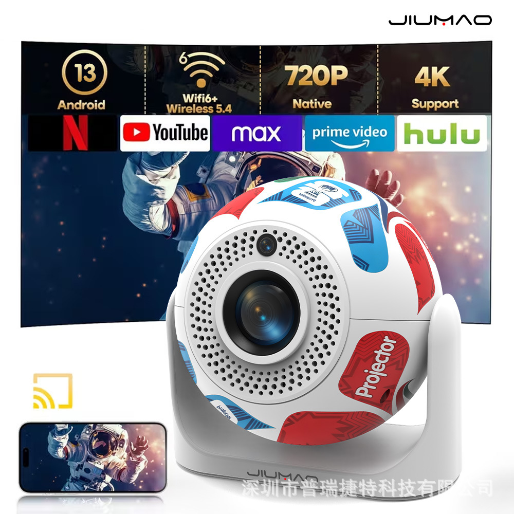 Cross-Border New 4K Electric Autofocus Jy360 Football Wifi High-Definition Android Smart Portable Mini Projector
