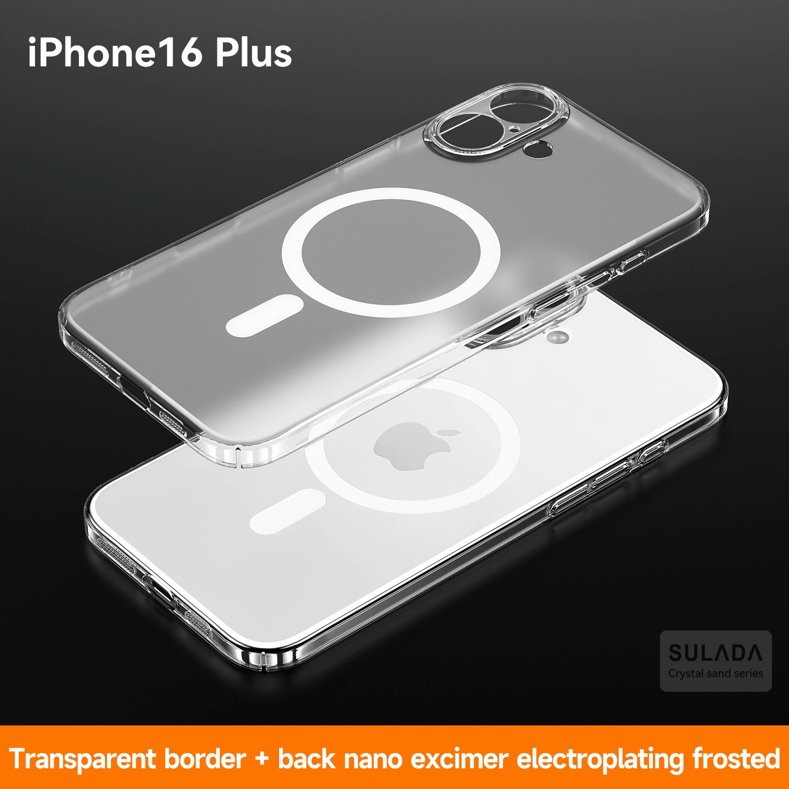 Беспроводной прозрачный чехол, совместимый с Apple iPhone 16, матовый ультратонкий защитный чехол, 16 Pro Max