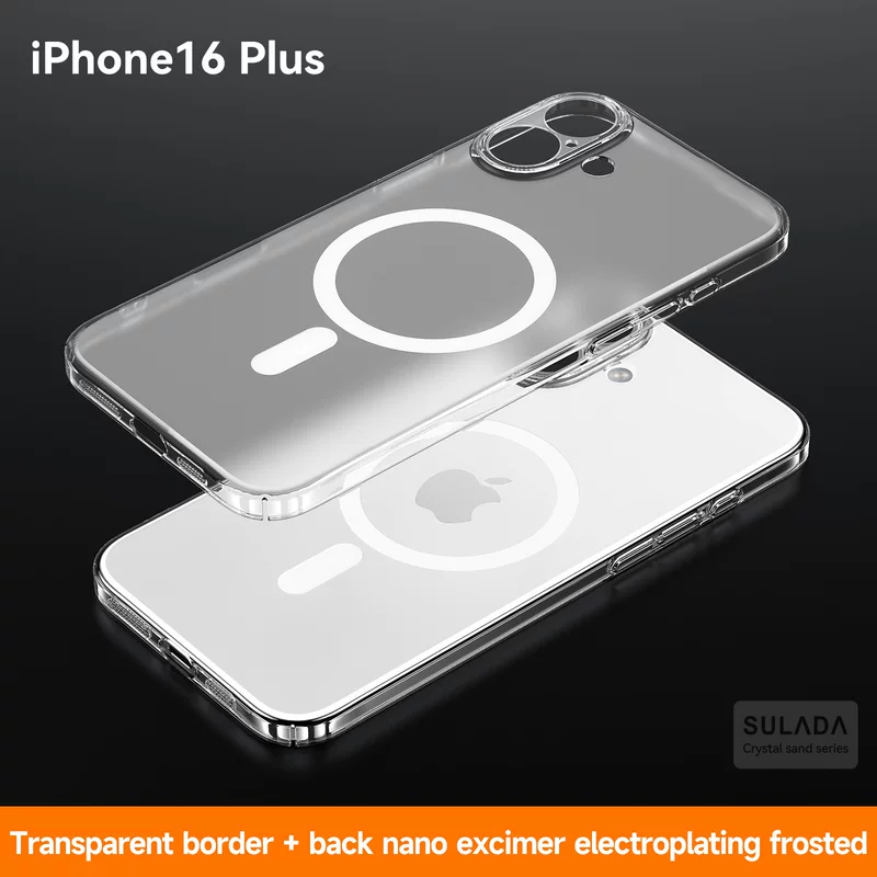 Беспроводной прозрачный чехол, совместимый с Apple iPhone 16, матовый ультратонкий защитный чехол, 16 Pro Max