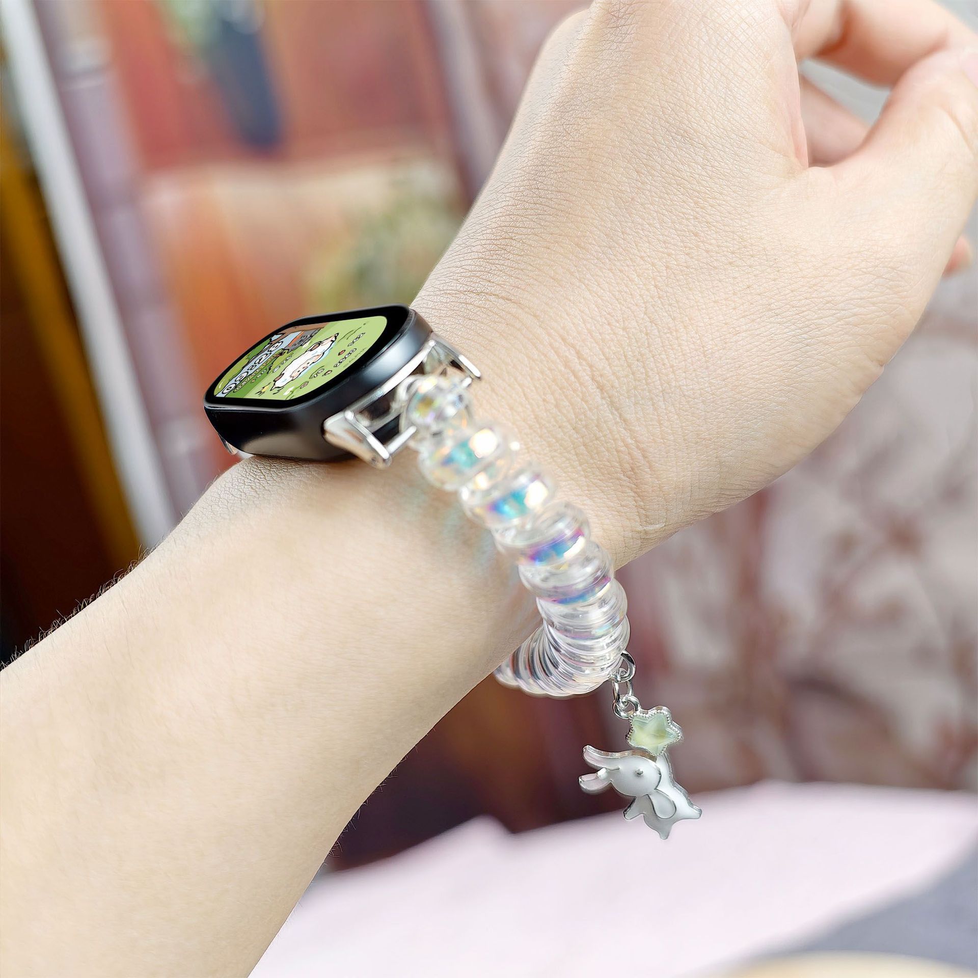 Dazzling White Phone Cord Watch Strap Suitable for Xiaomi Mi Band 8/9 Nfc Pro Huawei 8/9/10 Wrist Strap with High Appearance