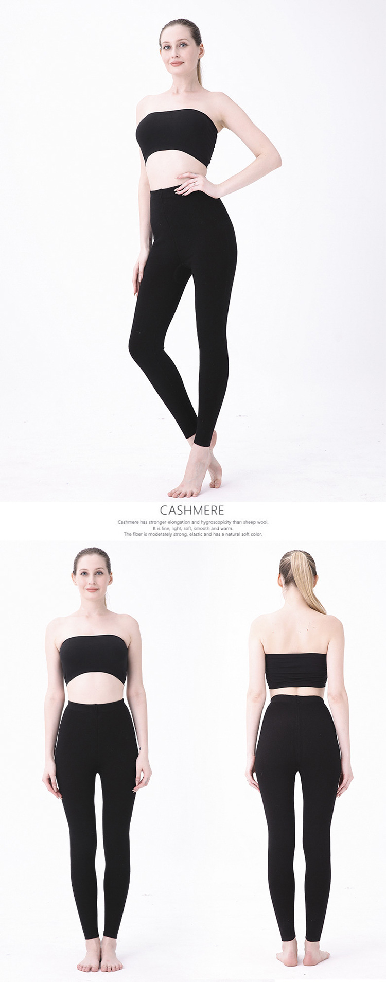 Quần len nam mùa thu đông dày ấm, lưng cao, chất cashmere legging — Màu xám đậm của nam giới chi tiết 16