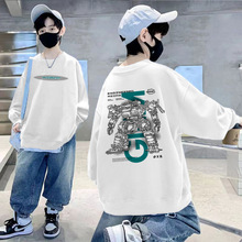 天才鲸 儿童秋季新品卫衣圆领小童宝宝卡通印花长袖T恤男童上衣潮