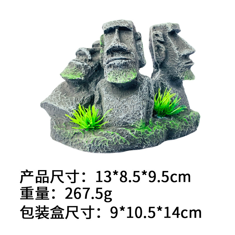 Paisajismo decoración Isla de Pascua estatua de Piedra Romana combinación acuario accesorios decoración resina paisajismo artesanía