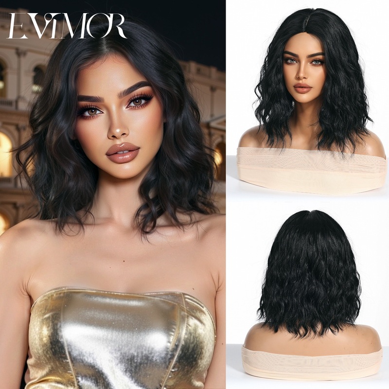 European and American Fashion Style Short Egg Roll Wig for Women, Full Head Set, Water Wave Corn Perm, Daily High Street Synthetic Fiber Wigs