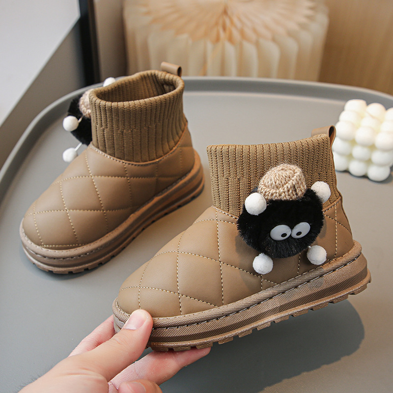 Bottines pour filles fourrées et chaudes en coton pour l'hiver_voghion.com