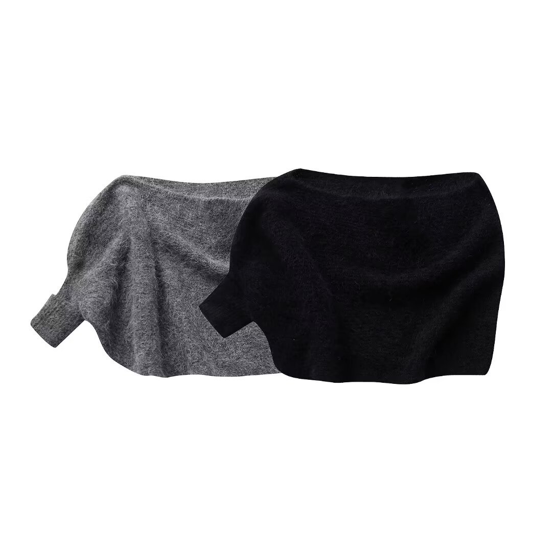Wind women's clothing 2023 autumn new item alpaca wool blended asymmetric knitted sleeve style cape outer_voghion.com