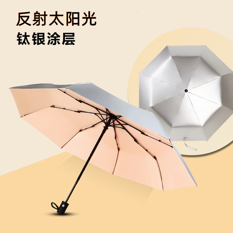Automatic Umbrella Titanium Silver Umbrella Cross-border Sun Umbrella Sunscreen Sunshade Umbrella Sunlight and Rain Dual-use Women's UV Protection Advertising Umbrella logo