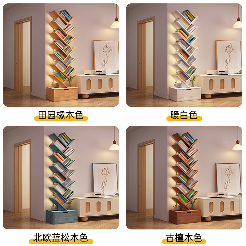 Estante de libro estante de piso estante de almacenamiento en forma de árbol sala de estar armario de almacenamiento armario de exhibición doméstico simple estante de almacenamiento