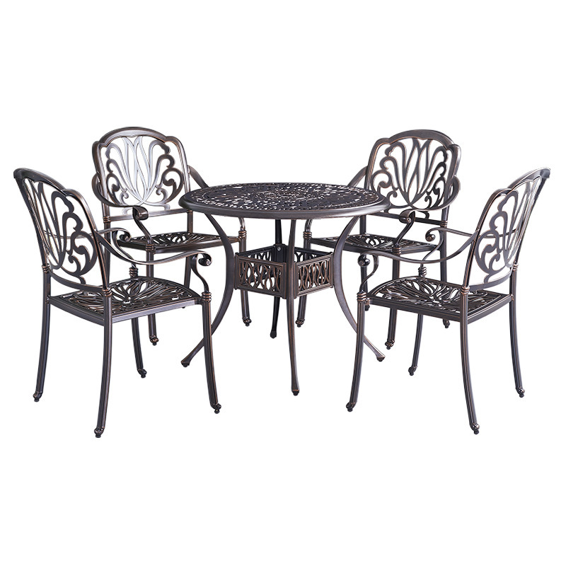 Al aire libre mesa y silla de aluminio fundido al aire por mayor tienda de café al aire libre balcón al aire libre ocio patio mesa y silla combinación