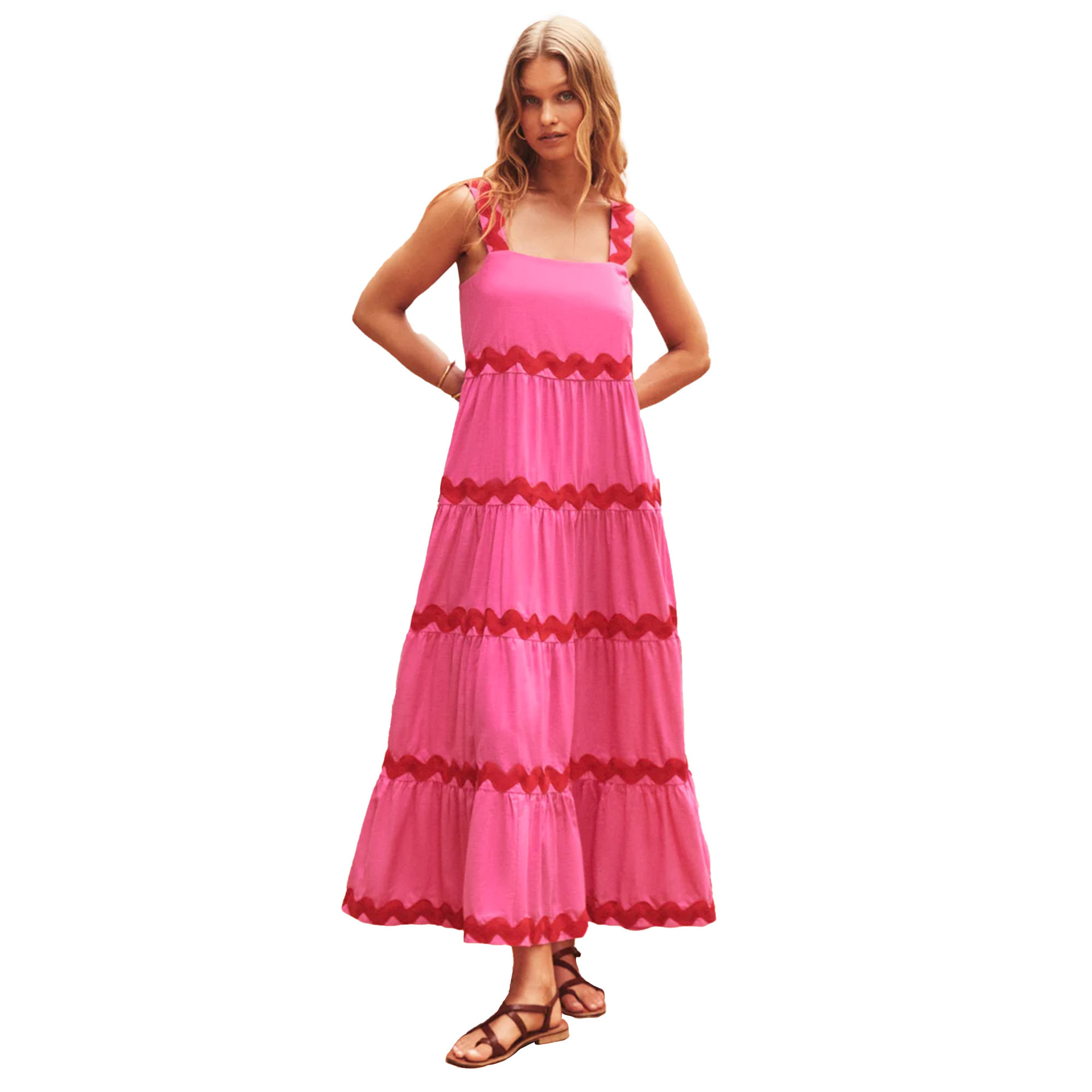Women's Regular Dress Elegant Simple Style Strap Zipper Sleeveless Stripe Midi Dress Holiday Travel display picture 12
