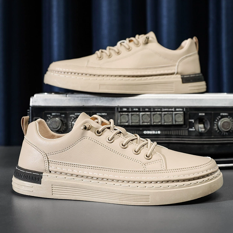 2024, популярные белые туфли на весну, мужская обувь с эластичной лентой, кожаные кроссовки с низким берцем, повседневная обувь на плоской подошве из настоящего шага