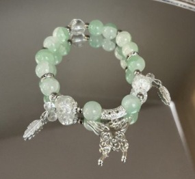 S076-Pulsera mariposa cuentas verdes#SZ-1064