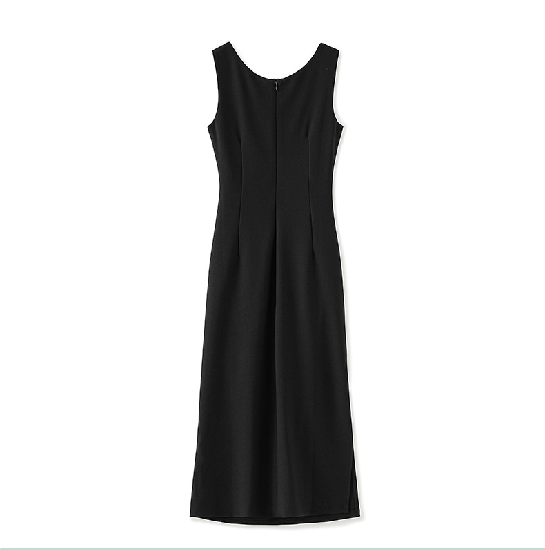 Đầm maxi nữ hai dây cổ vuông kiểu Pháp thắt eo — đen chi tiết 11