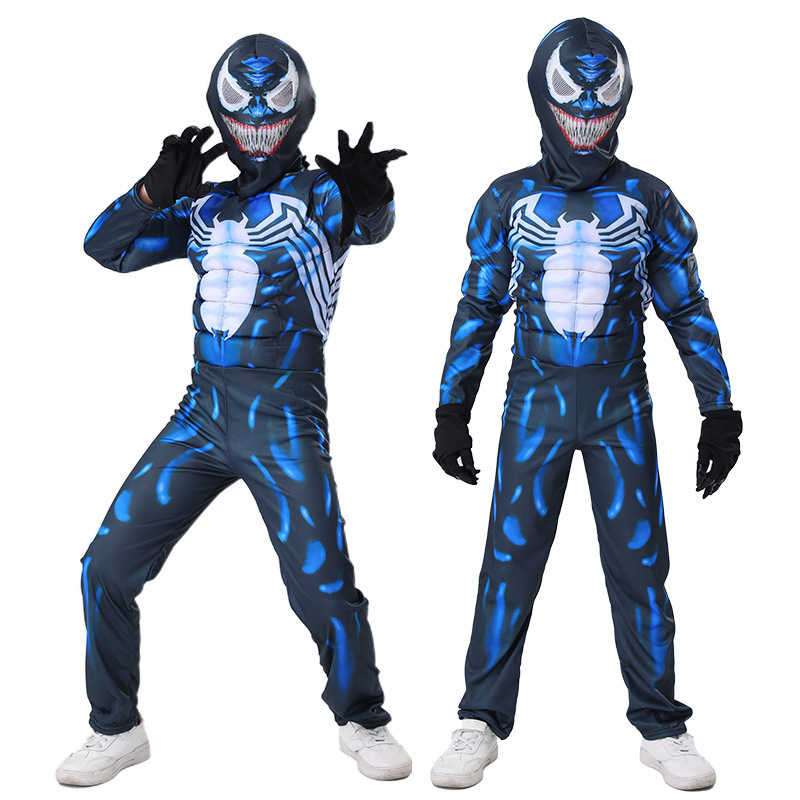 Cross-Border Halloween Children's Costumes Venom Muscle Suit Cosplay Role-Playing Children's Stage Costumes Cross-Border Halloween Children's Costumes Venom Muscle Suit Cosplay Role-Playing Children's Stage Costumes