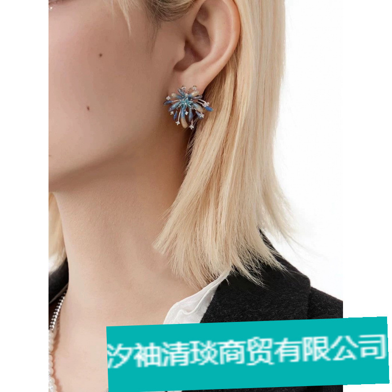 烟火星辰耳环 纯手渐变烟花耳钉小众耳饰耳夹无耳洞女百代发批发
