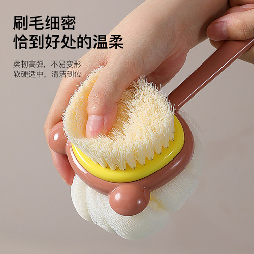 Double-sided bath and back rub artifact bath brush long handle soft bristle bath brush detachable bath towel powerful back rub brush