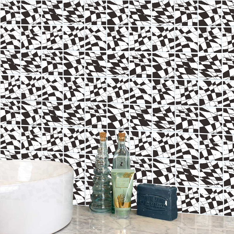 Retro Black And White Pattern Tile Wall Floor Decoration Stickers display picture 2