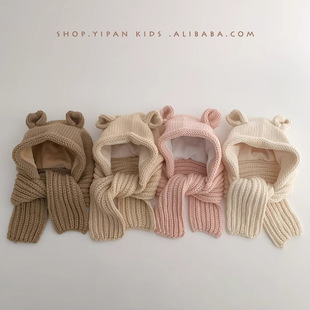 One Pan children's hat scarf winter new cute warm boys and girls baby wool hat wholesale