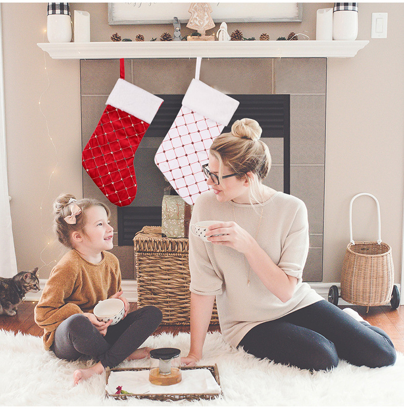 Christmas Decoration High-end Christmas Stocking Red Christmas Stocking Gift Bag Tree Hanging Gift Socks_voghion.com