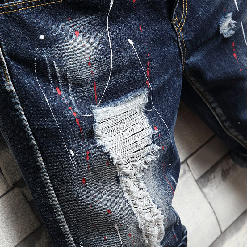 Pantaloncini jeans uomo distressed taglio dritto casual vintage_voghion.com