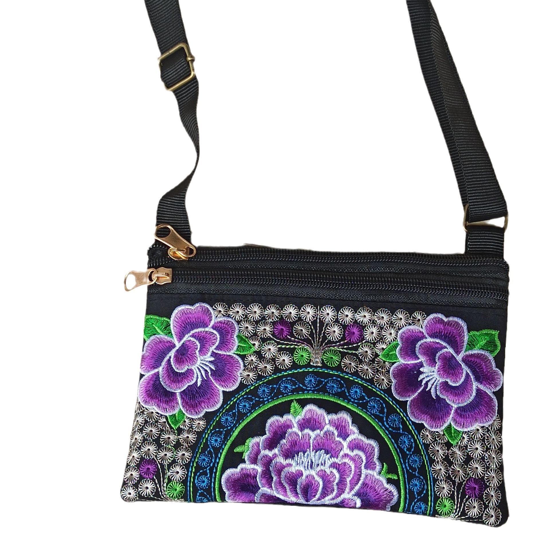 Bolso bandolera bordado étnico de Yunnan - Para mujer - Estilo tradicional - Con monedero - Ideal para mercados callejeros